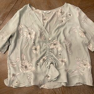 Express Soft Gray Floral Blouse